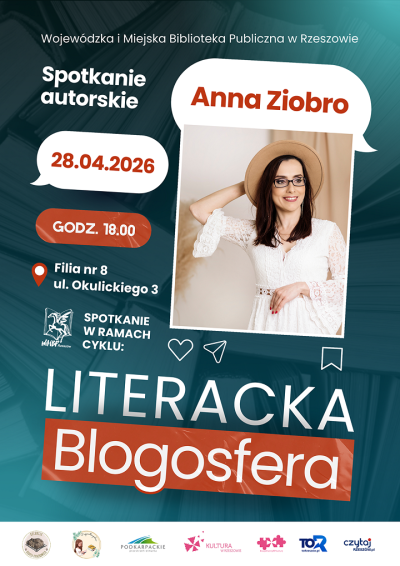 Grafika promująca spotkanie z Anną Ziobro